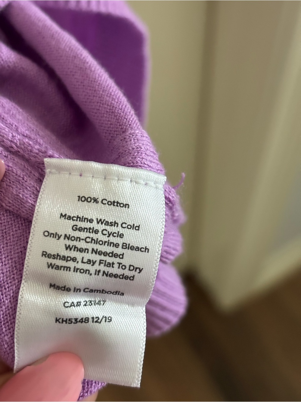 Talbots Lavender 100% Cotton V-Neck Women’s Pullover Sweater - Picture 5 of 5